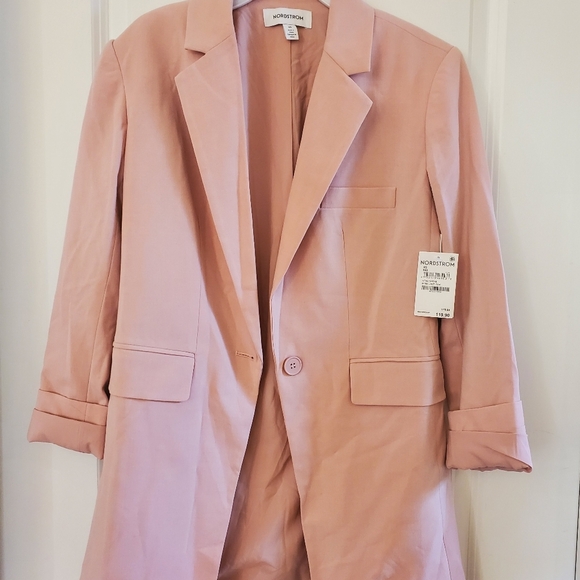 Nordstrom Cinched Waist Blazer in Pink Zephyr at Nordstrom, Size X-Small - Picture 8 of 8